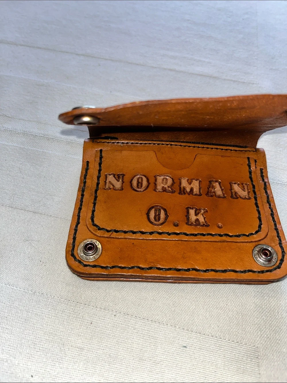 Vintage Hand-Tooled Leather Cardholder-Wallet Western Theme Profile Of A Horse